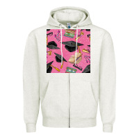 Oatmeal Heather pink glitter graduation seamless pattern Zipper Hoodie - BundleAndBundleShop