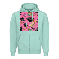 Seafoam pink glitter graduation seamless pattern Zipper Hoodie - BundleAndBundleShop