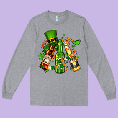 St Patrick's Beers Flags And Hat Long Sleeve Tee Designed By Adodesignshop