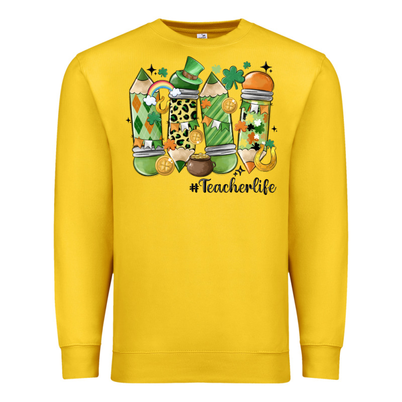 Retro Patricks Day Teacher Life Premium Sweatshirt by MaliasSmallBusiness | Teevron