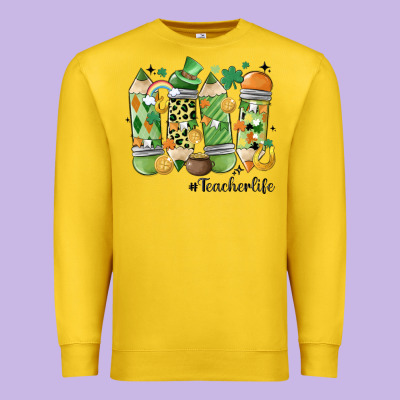 Retro Patricks Day Teacher Life Premium Sweatshirt Designed By Maliassmallbusiness