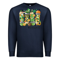 Navy retro patricks day teacher life Premium Sweatshirt - MaliasSmallBusiness