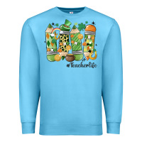 Ocean Blue retro patricks day teacher life Premium Sweatshirt - MaliasSmallBusiness