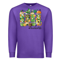 Purple retro patricks day teacher life Premium Sweatshirt - MaliasSmallBusiness