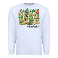 White retro patricks day teacher life Premium Sweatshirt - MaliasSmallBusiness