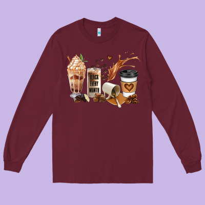 Black Every Month Melanin Coffee Cups Long Sleeve Tee Designed By Jahusdesignshop