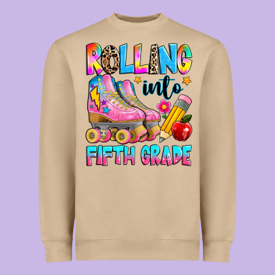 Rolling Into Fifth Grade Heavyweight Sweatshirt Designed By Texasbilliewilder