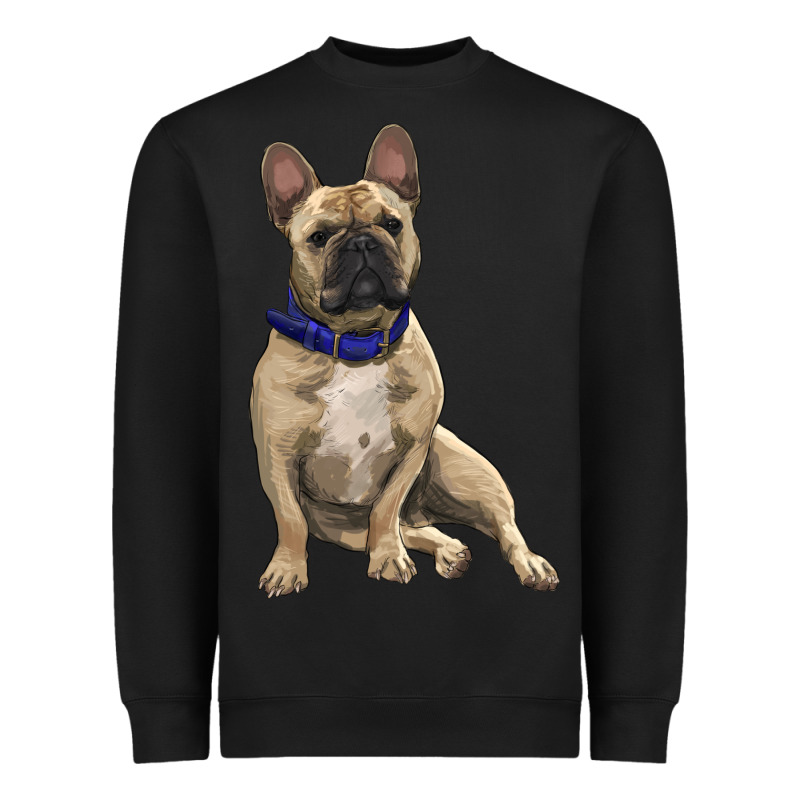 French Bulldog With Royal Blue Heavyweight Sweatshirt by RanaPortraitStore | Teevron
