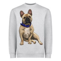 Heather Grey french bulldog with royal blue Heavyweight Sweatshirt - RanaPortraitStore