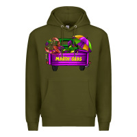 Army Green mardi grass umbrella with truck Premium Hoodie - AdoDesignShop