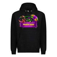 Black mardi grass umbrella with truck Premium Hoodie - AdoDesignShop