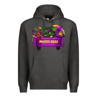 Charcoal Heather mardi grass umbrella with truck Premium Hoodie - AdoDesignShop