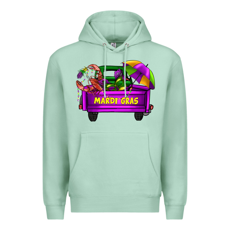Mardi Grass Umbrella With Truck Premium Hoodie by AdoDesignShop | Teevron