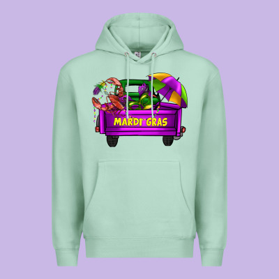 Mardi Grass Umbrella With Truck Premium Hoodie Designed By Adodesignshop