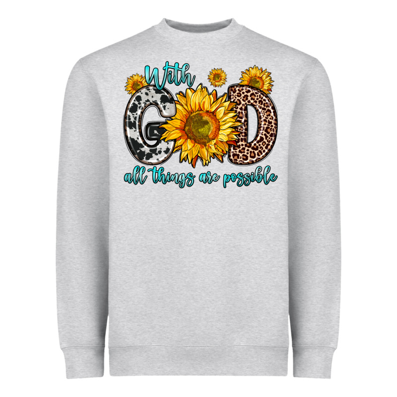 With God All Things Are Possible Sunflower Heavyweight Sweatshirt by Zillion Design Studio | Teevron