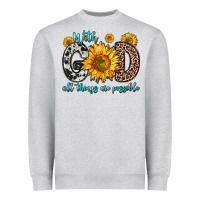 Heather Grey with god all things are possible sunflower Heavyweight Sweatshirt - Zillion Design Studio