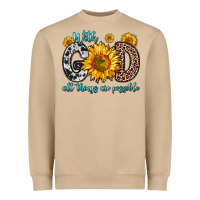 Mushroom with god all things are possible sunflower Heavyweight Sweatshirt - Zillion Design Studio