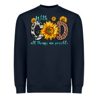 Navy with god all things are possible sunflower Heavyweight Sweatshirt - Zillion Design Studio