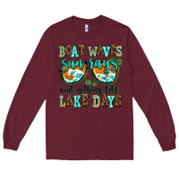Burgundy boat waves sun rays aint nothing like lake days Long Sleeve Tee - AdoDesignShop