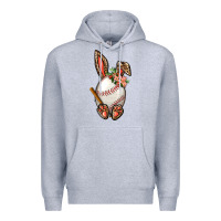 Heather Grey Baseball Easter Bunny Premium Hoodie - BundleAndBundleShop