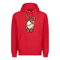 Red Baseball Easter Bunny Premium Hoodie - BundleAndBundleShop