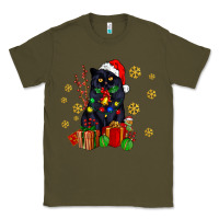 Army Green black cat meowy christmas Classic Tee - AdoDesignShop