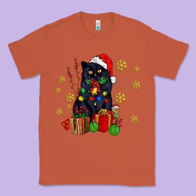 Black Cat Meowy Christmas Classic Tee Designed By Adodesignshop