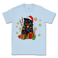 Dusty Blue black cat meowy christmas Classic Tee - AdoDesignShop