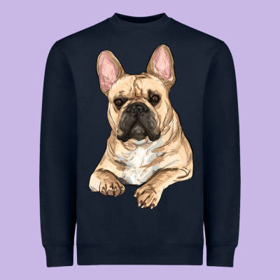 French Bulldog Sitting Heavyweight Sweatshirt Designed By Ranaportraitstore