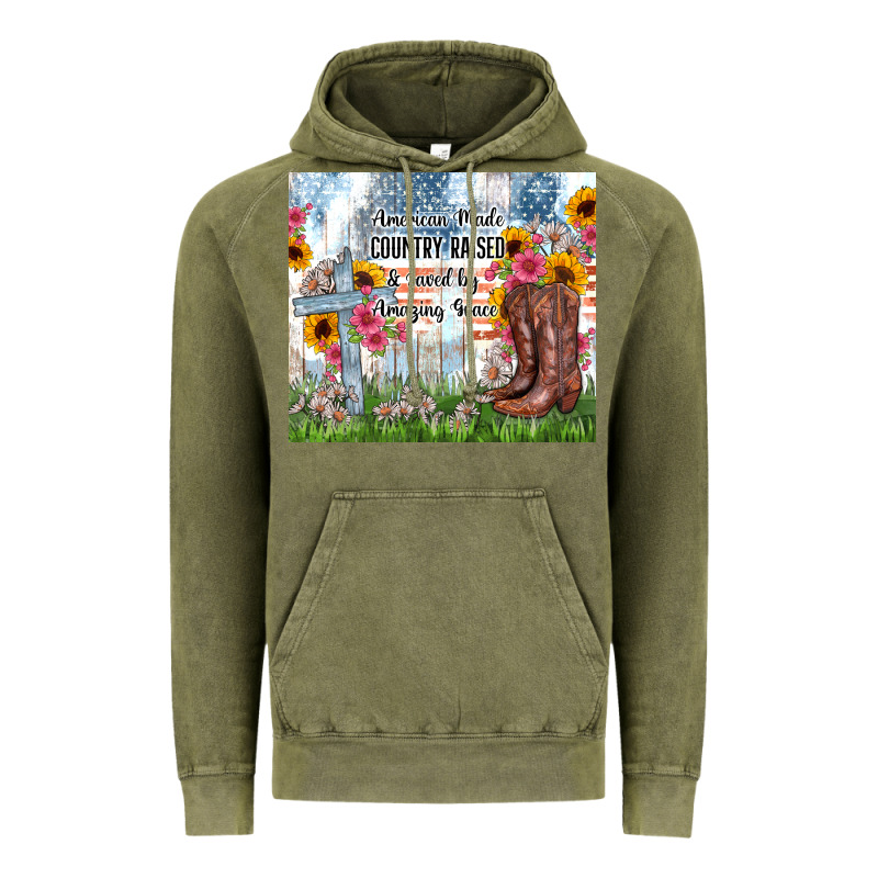 Christian Western American Made Country Raised Vintage Hoodie by Zillion Design Studio | Teevron