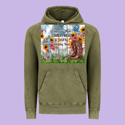 Christian Western American Made Country Raised Vintage Hoodie Designed By Zillion Design Studio