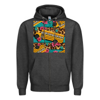 Charcoal Heather school bus and leopar seamless pattern Zipper Hoodie - BundleAndBundleShop