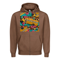 Chestnut school bus and leopar seamless pattern Zipper Hoodie - BundleAndBundleShop
