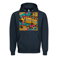 Navy school bus and leopar seamless pattern Zipper Hoodie - BundleAndBundleShop