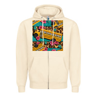 Sandshell school bus and leopar seamless pattern Zipper Hoodie - BundleAndBundleShop