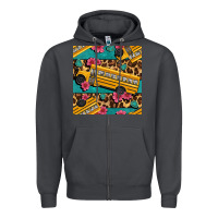 Smoke school bus and leopar seamless pattern Zipper Hoodie - BundleAndBundleShop