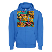 True Royal school bus and leopar seamless pattern Zipper Hoodie - BundleAndBundleShop