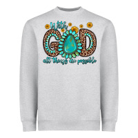 Heather Grey with god all things are possible gemstone Heavyweight Sweatshirt - Zillion Design Studio