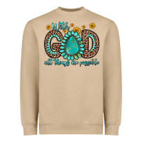Mushroom with god all things are possible gemstone Heavyweight Sweatshirt - Zillion Design Studio