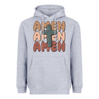Heather Grey amen Heavyweight Hoodie - MaliasSmallBusiness