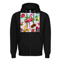 Black sweet summer flamingo seamless pattern Zipper Hoodie - BundleAndBundleShop