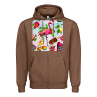 Chestnut sweet summer flamingo seamless pattern Zipper Hoodie - BundleAndBundleShop
