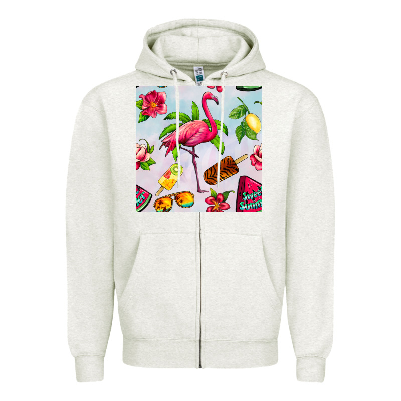 Sweet Summer Flamingo Seamless Pattern Zipper Hoodie by BundleAndBundleShop | Teevron