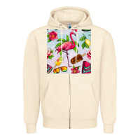Sandshell sweet summer flamingo seamless pattern Zipper Hoodie - BundleAndBundleShop