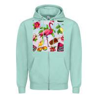 Seafoam sweet summer flamingo seamless pattern Zipper Hoodie - BundleAndBundleShop