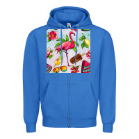 True Royal sweet summer flamingo seamless pattern Zipper Hoodie - BundleAndBundleShop
