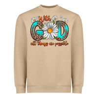 Mushroom with god all things are possible daisy Heavyweight Sweatshirt - Zillion Design Studio