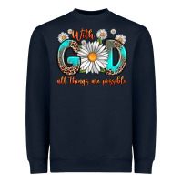 Navy with god all things are possible daisy Heavyweight Sweatshirt - Zillion Design Studio