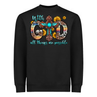 Black with god all things are possible cross Heavyweight Sweatshirt - Zillion Design Studio