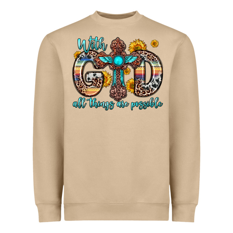 With God All Things Are Possible Cross Heavyweight Sweatshirt by Zillion Design Studio | Teevron